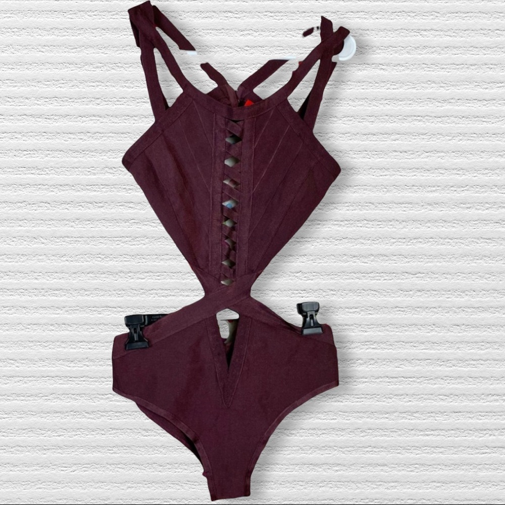 WOW Couture Burgundy One Piece Swimsuit